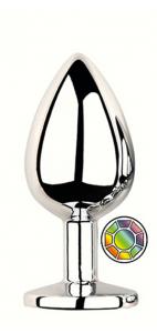 ANAL PLUG SILVER ROUND COLORFUL M