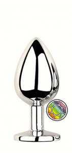 ANAL PLUG SILVER ROUND COLORFUL S