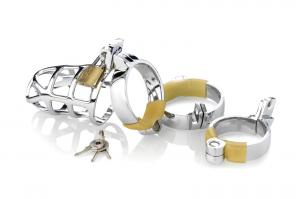 Cock Cage Metal with three Cockrings