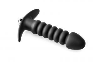 Premium Ribbed Butt Plug with Strong Vib rating Bullet