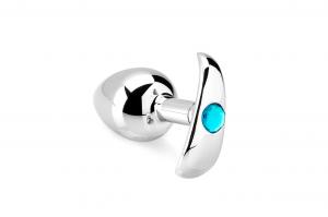 Smooth Metal Butt Plug with Diamond - Me dium