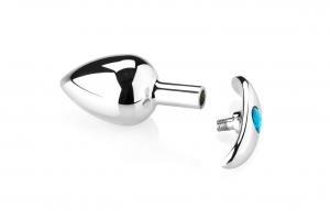 Smooth Metal Butt Plug with Diamond - Me dium