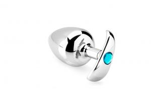 Smooth Metal Butt Plug with Diamond - La rge