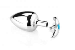 Smooth Metal Butt Plug with Diamond - La rge