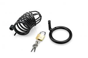 Black Cock Cage With 3 Cockrings