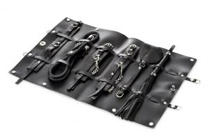 9-piece Real Leather Bondage Set - Black