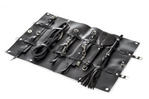 9-piece PU Leather Bondage Set - Black