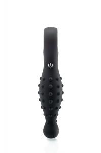 Vibrating Silicone Plug with Beads & Rin g
