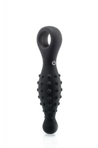 Vibrating Silicone Plug with Beads & Rin g