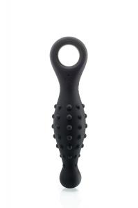 Vibrating Silicone Plug with Beads & Rin g