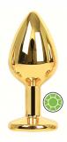 ANAL PLUG GOLD ROUND GREEN L