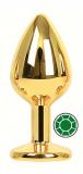ANAL PLUG GOLD ROUND DEEP GREEN L
