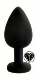 ANAL PLUG BLACK SILICONE HEART BLACK L