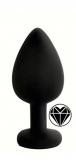 ANAL PLUG BLACK SILICONE HEART BLACK M