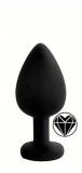 ANAL PLUG BLACK SILICONE HEART BLACK S