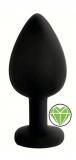 ANAL PLUG BLACK SILICONE HEART GREEN L