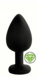 ANAL PLUG BLACK SILICONE HEART GREEN M