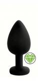 ANAL PLUG BLACK SILICONE HEART GREEN S