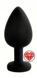 ANAL PLUG BLACK SILICONE HEART RED L