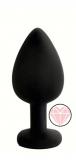 ANAL PLUG BLACK SILICONE HEART ROSE M