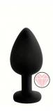 ANAL PLUG BLACK SILICONE HEART ROSE S