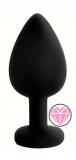 ANAL PLUG BLACK SILICONE HEART PINK L