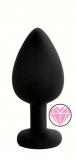 ANAL PLUG BLACK SILICONE HEART PINK M