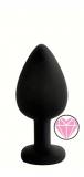 ANAL PLUG BLACK SILICONE HEART PINK S