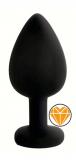 ANAL PLUG BLACK SILICONE HEART ORANGE L