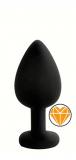 ANAL PLUG BLACK SILICONE HEART ORANGE S