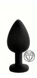 ANAL PLUG BLACK SILICONE HEART WHITE S
