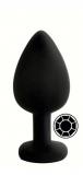 ANAL PLUG BLACK SILICONE ROUND BLACK M