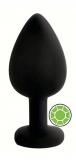 ANAL PLUG BLACK SILICONE ROUND GREEN L