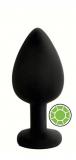 ANAL PLUG BLACK SILICONE ROUND GREEN M