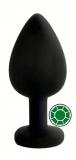 ANAL PLUG BLACK SILICONE ROUND DEEP GREE N L