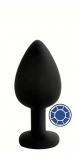 ANAL PLUG BLACK SILICONE ROUND DEEP BLUE S