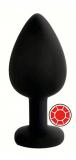 ANAL PLUG BLACK SILICONE ROUND RED L
