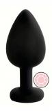 ANAL PLUG BLACK SILICONE ROUND ROSE L