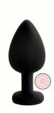 ANAL PLUG BLACK SILICONE ROUND ROSE M