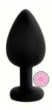 ANAL PLUG BLACK SILICONE ROUND PINK L