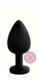 ANAL PLUG BLACK SILICONE ROUND PINK S