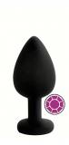 ANAL PLUG BLACK SILICONE ROUND PURPLE S