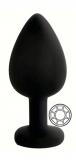 ANAL PLUG BLACK SILICONE ROUND WHITE L
