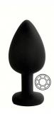 ANAL PLUG BLACK SILICONE ROUND WHITE M