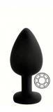 ANAL PLUG BLACK SILICONE ROUND WHITE S