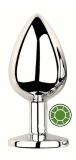 ANAL PLUG SILVER ROUND DEEP GREEN L