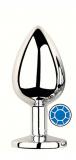 ANAL PLUG SILVER ROUND BLUE M
