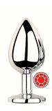 ANAL PLUG SILVER ROUND RED M