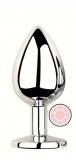 ANAL PLUG SILVER ROUND ROSE M