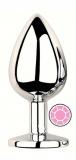 ANAL PLUG SILVER ROUND PINK L